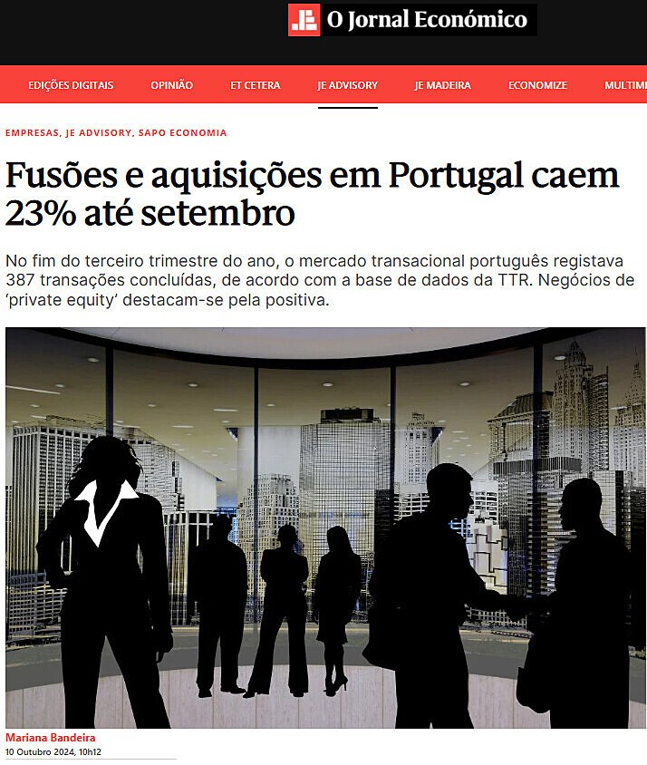 Fuses e aquisies em Portugal caem 23% at setembro